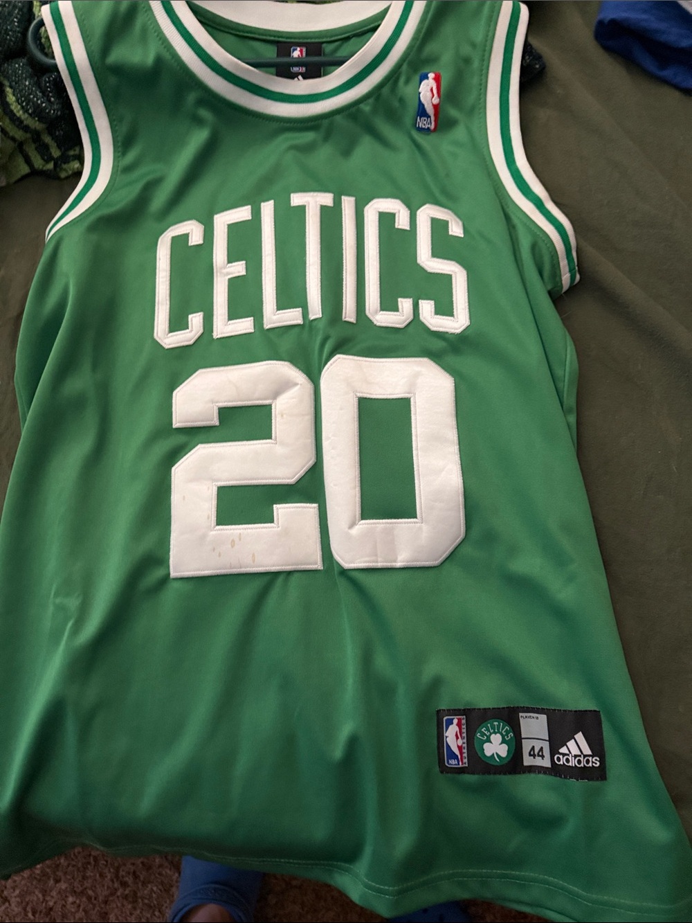 adidas Green and White Celtics Basketball Jersey - #20 Allen